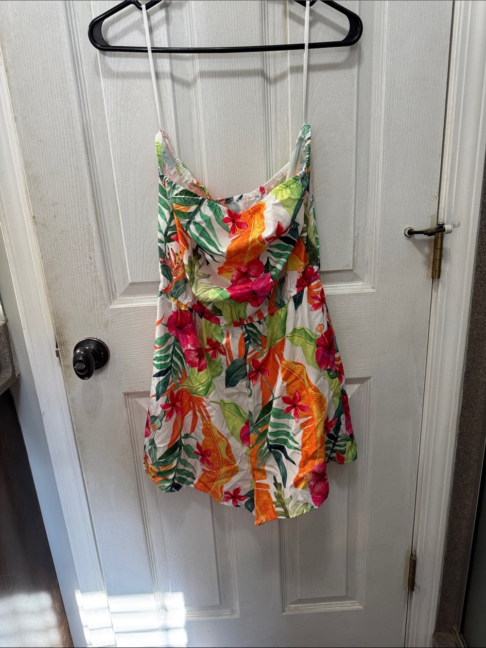 Tropical Floral One-Piece Romper in White and Multicolor